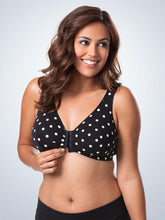 Load image into Gallery viewer, 110 Cotton Front Closure Leisure Bra Black/Tan Dots