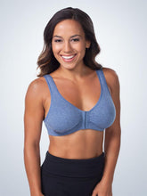 Load image into Gallery viewer, 110 Cotton Front Closure Leisure Bra Heather Denim Blue