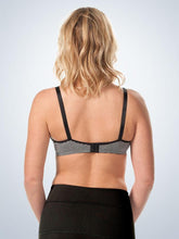 Load image into Gallery viewer, 4001 Cotton Wirefree Nursing Bra 2-Pack Black with Gray Stripe back