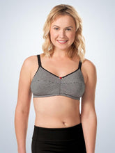 Load image into Gallery viewer, 4001 Cotton Wirefree Nursing Bra 2-Pack Black with Gray Stripe