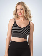 Load image into Gallery viewer, Stylish Cotton Seamless Athleisure Sports Nursing Bra (4020) Black With Gray Stripes