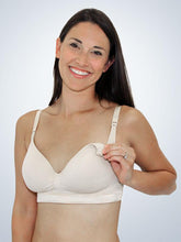 Load image into Gallery viewer, Deluxe Seamless Molded Padded T-shirt Nursing Bra (4030) Nude (Cup Down)