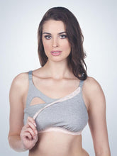 Load image into Gallery viewer, Nursing Bralette (4033) Heather Grey with Pink Trim
