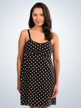 Load image into Gallery viewer, Shirred-Front Comfort Nursing Chemise (4041) Black With Tan Dots