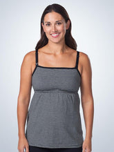 Load image into Gallery viewer, Modern Square Neck Nursing Cami (4044) Black with Gray Stripes