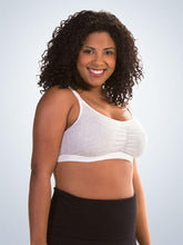 Load image into Gallery viewer, Shirred-Front Comfort Nursing Bra (4048) Gray Stripes 