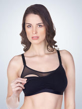 Load image into Gallery viewer, Modal Wirefree Cami Nursing Bra (4369) Black (Cup Down)