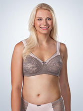 Load image into Gallery viewer, Dreamy Comfort Wireless Lace Soft Cup Full Figure Bra (5203) Mocha with Seashell Pink