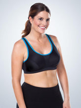 Load image into Gallery viewer, 5430 Ultimate Sports Bra Black with Vivid Blue Trim