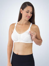 Load image into Gallery viewer, Front Closure Racer Back Wirefree Nursing Bra (J6423) White